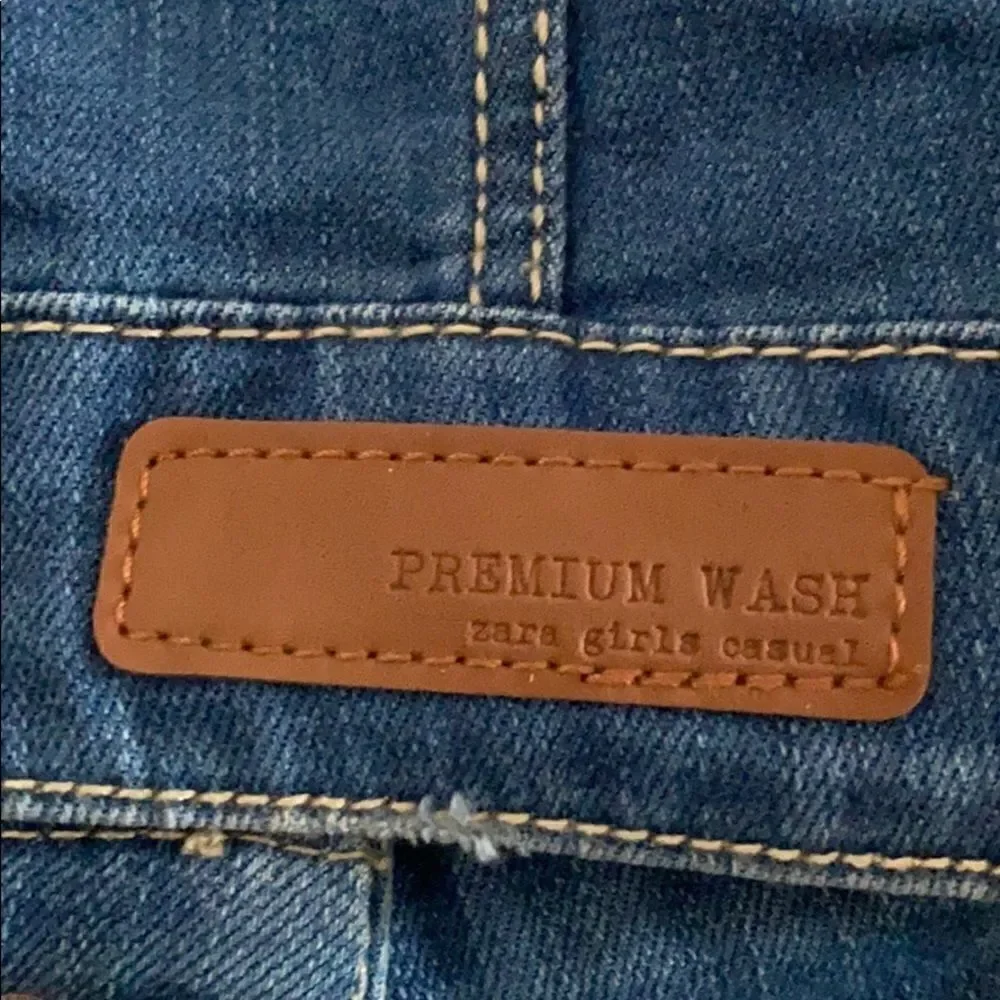 Zara Girls Blue Distressed Denim Button Vest